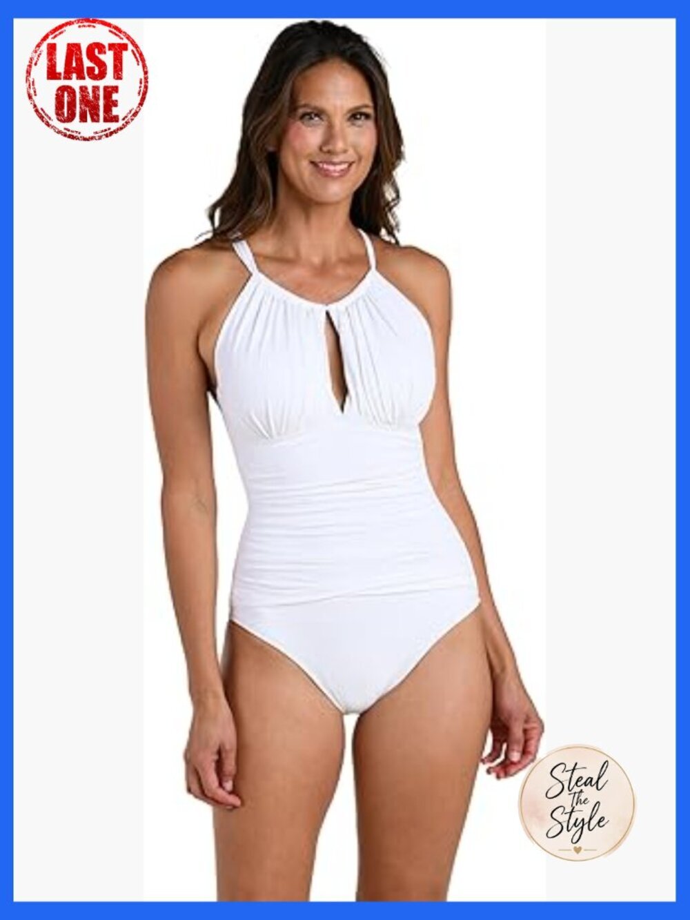High Neck Keyhole One Piece Swimsuit with Tummy Control
